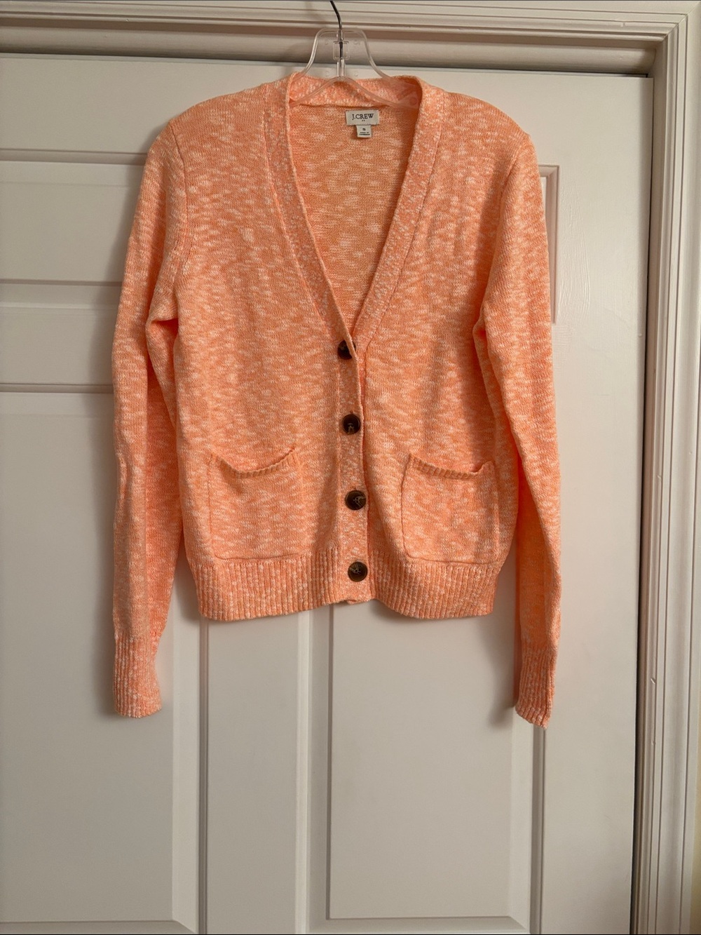 J. Crew Factory Peach Marled Button-Front Knit Cardigan